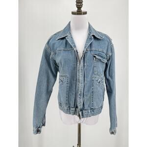 Vintage Donovan Brand Womens Blue Denim Cotton Zip Jean Jacket Sz M